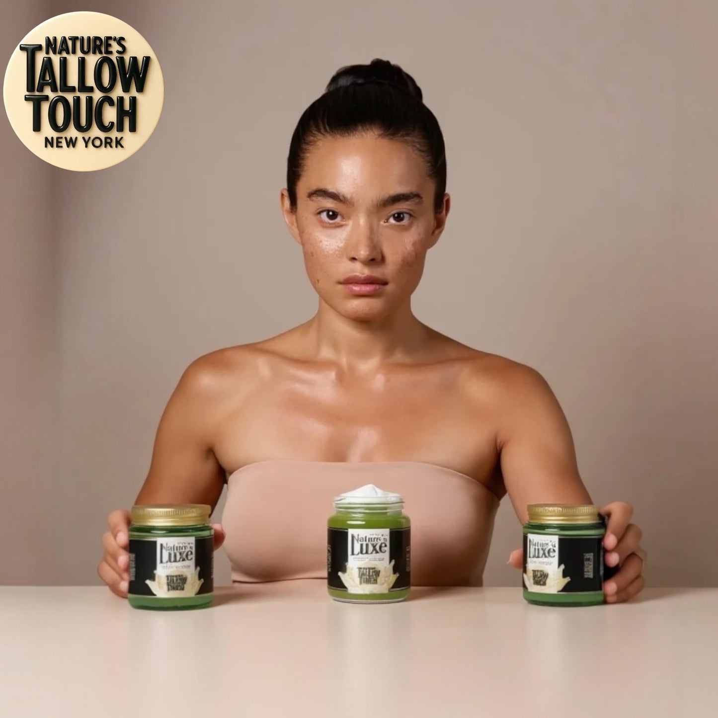 Nature’s LUXE Tallow Face Cream — Brightening Moisturizer with Niacinamide, Vitamin C (SAP), Kojic Dipalmitate & Caffeine - Nature’s Tallow Touch LLC