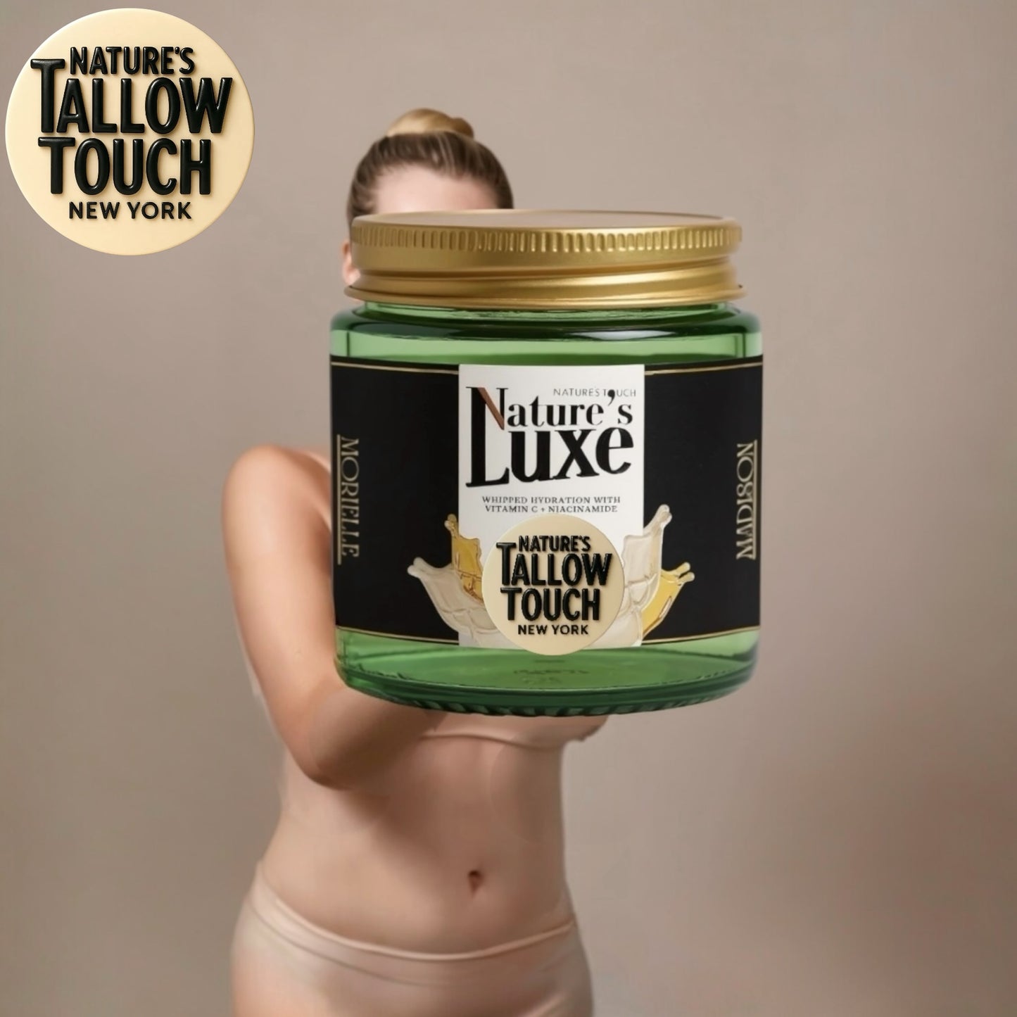 Nature’s LUXE Tallow Face Cream — Brightening Moisturizer with Niacinamide, Vitamin C (SAP), Kojic Dipalmitate & Caffeine - Nature’s Tallow Touch LLC