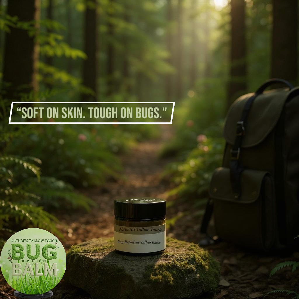 Nature's Tallow Touch: Bálsamo repelente de insectos | Suave con la piel, eficaz contra los insectos