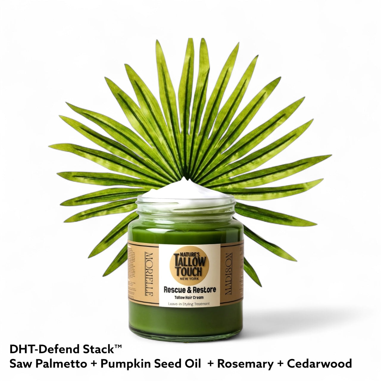 Rescue & Restore Tallow Hair Cream | (Leave-In) Hair & Beard Styling Treatment — Advanced Formula: DHT-Defend Stack™ - Nature’s Tallow Touch LLC
