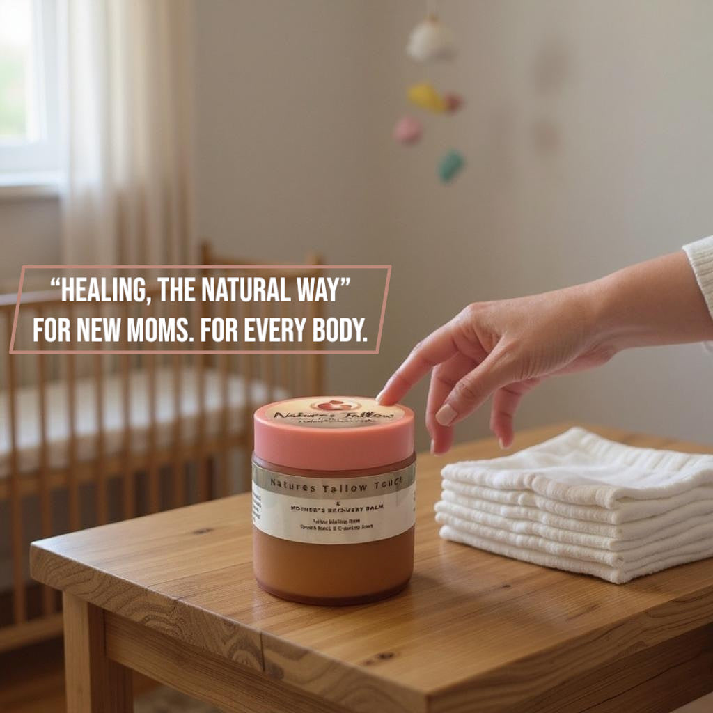 Nature’s Touch Luxe Mother’s Recovery Body Cream | Pregnancy-Safe
Whipped Tallow Formula for Stretch Marks + Postpartum Skin Renewal
