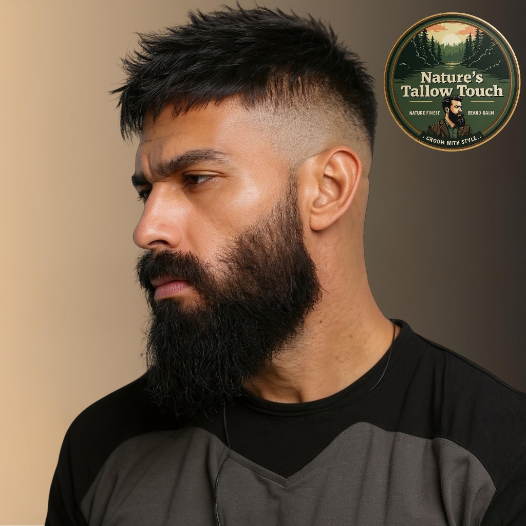 Nature’s Finest Tallow Beard Balm: Barber-grade glide | Stronger grip | Zero gloss | Flake-free finish - Nature’s Tallow Touch LLC