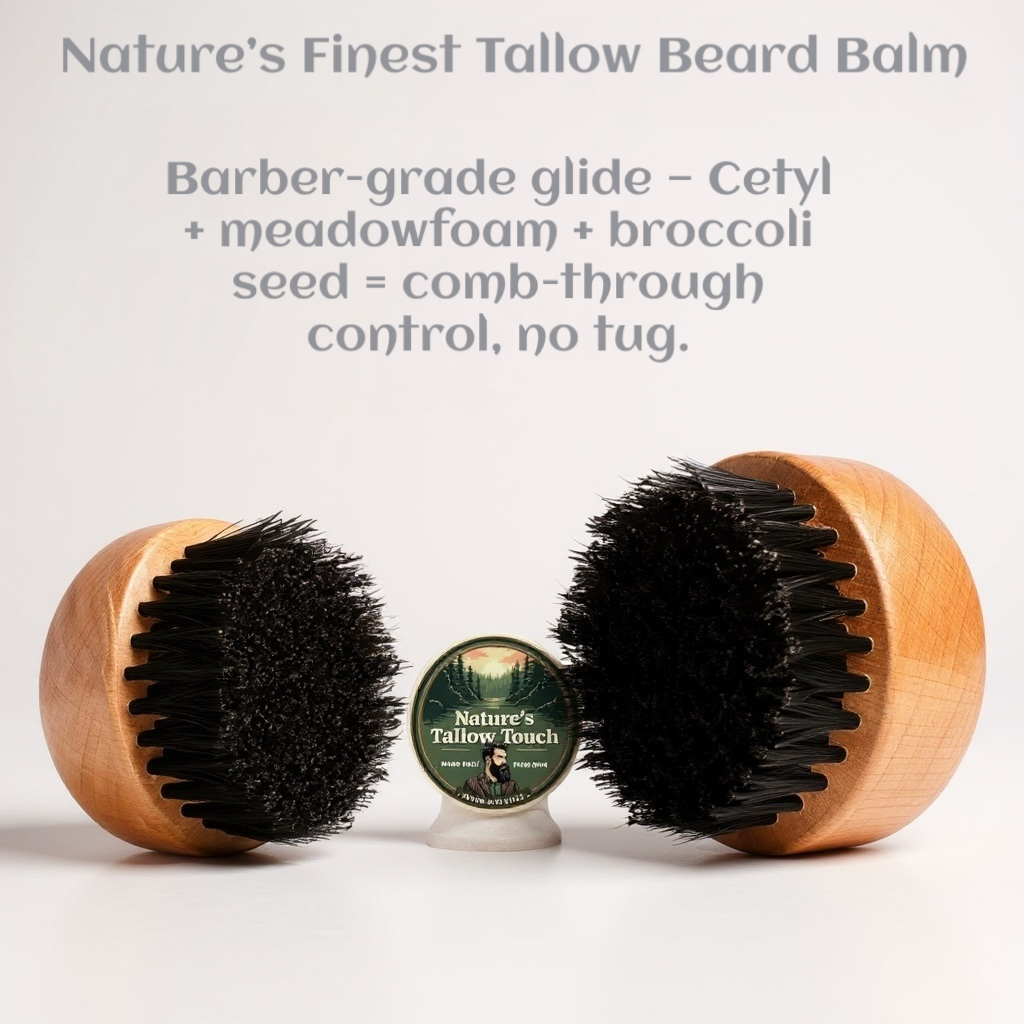 Nature’s Finest Tallow Beard Balm: Barber-grade glide | Stronger grip | Zero gloss | Flake-free finish - Nature’s Tallow Touch LLC