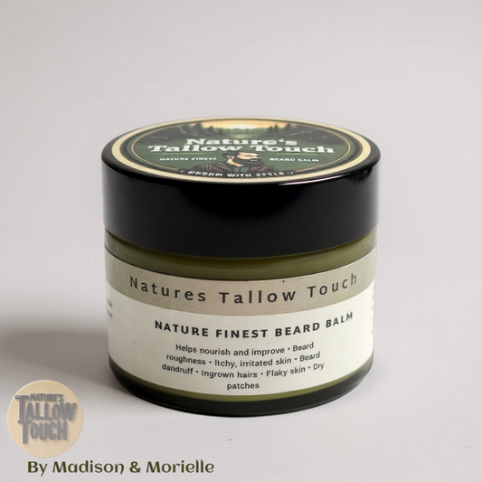 Nature’s Finest Tallow Beard Balm: Barber-grade glide | Stronger grip | Zero gloss | Flake-free finish - Nature’s Tallow Touch LLC