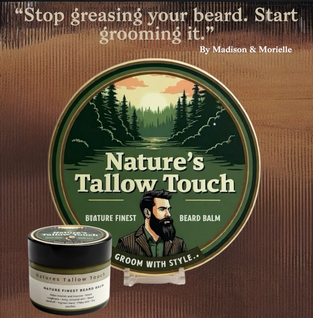 Nature’s Finest Tallow Beard Balm: Barber-grade glide | Stronger grip | Zero gloss | Flake-free finish - Nature’s Tallow Touch LLC