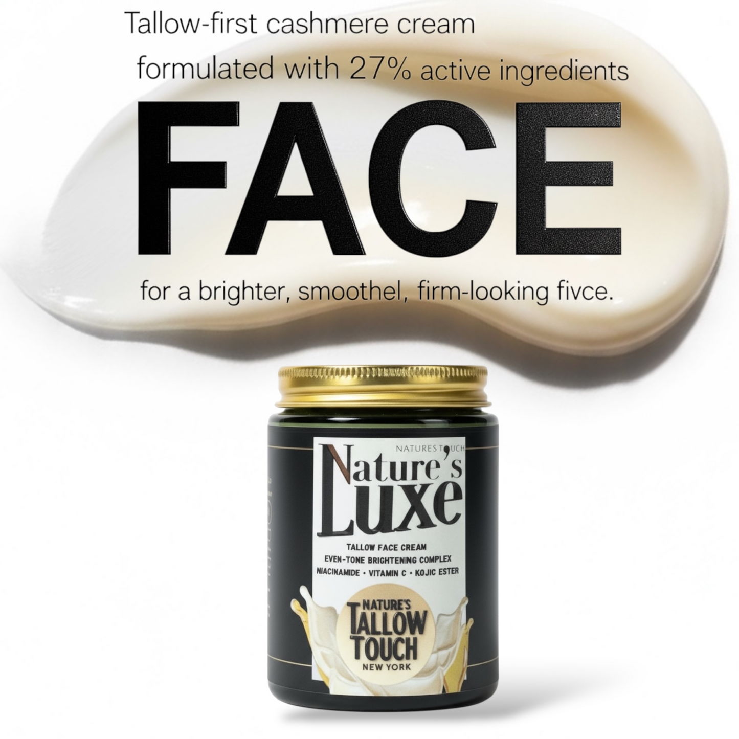 Nature’s LUXE Tallow Face Cream — Brightening & Peptide-Firming Moisturizer