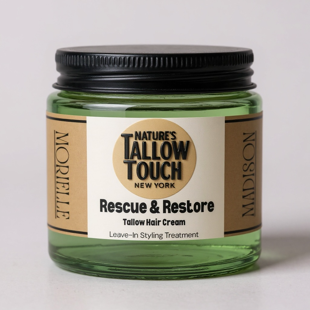 Rescue & Restore Tallow Hair Cream | (Leave-In) Hair & Beard Styling Treatment — Advanced Formula: DHT-Defend Stack™ - Nature’s Tallow Touch LLC