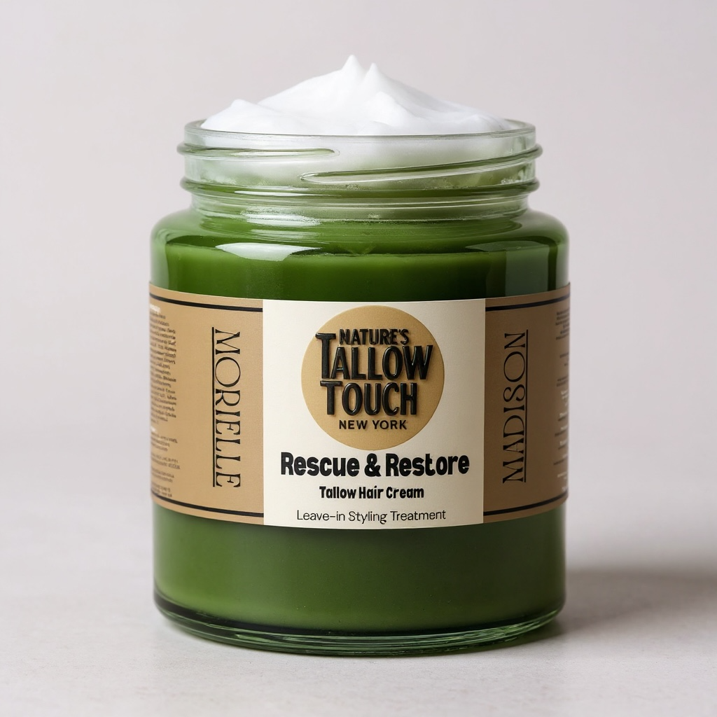 Rescue & Restore Tallow Hair Cream | (Leave-In) Hair & Beard Styling Treatment — Advanced Formula: DHT-Defend Stack™ - Nature’s Tallow Touch LLC