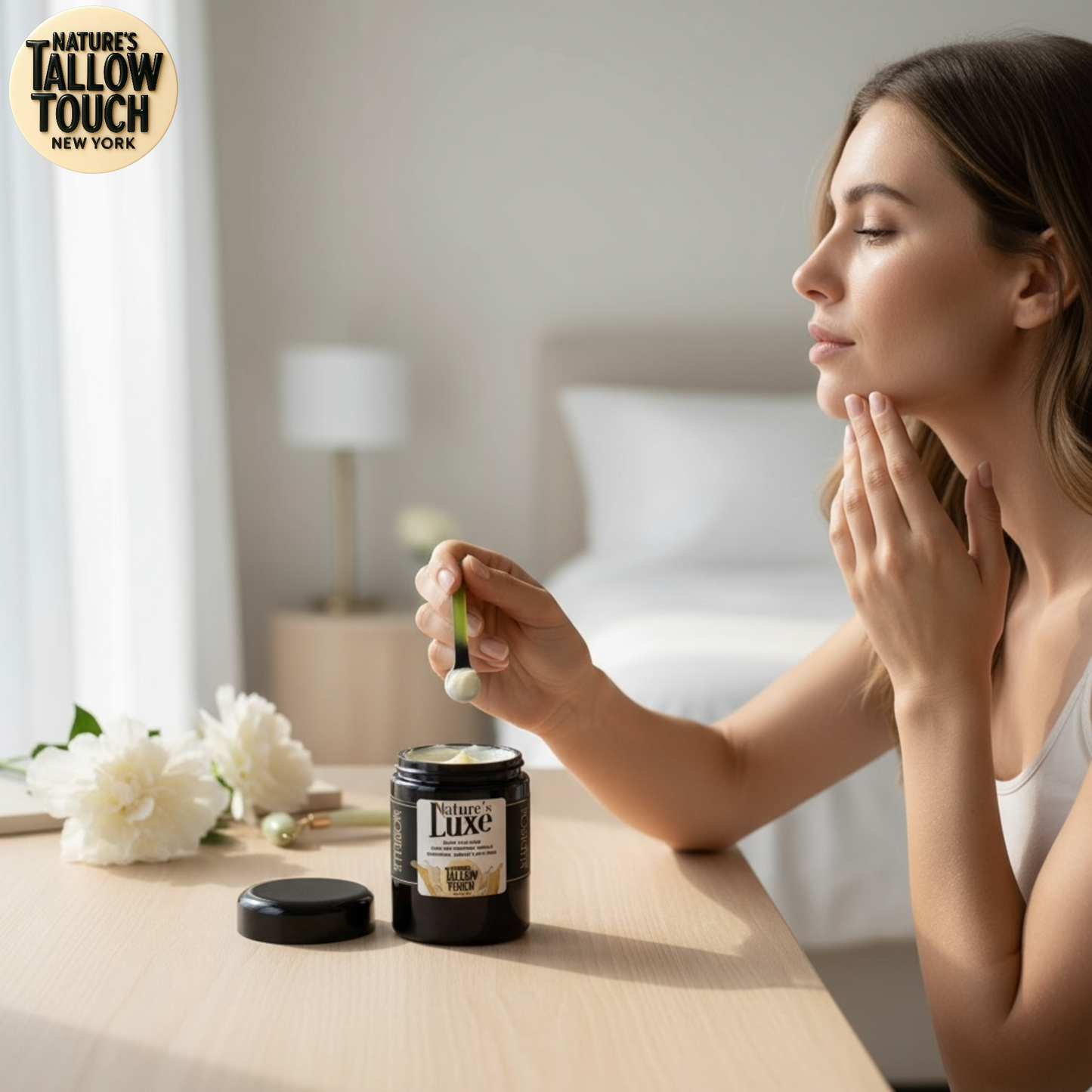Nature’s LUXE Tallow Face Cream — Brightening Moisturizer with Niacinamide, Vitamin C (SAP), Kojic Dipalmitate & Caffeine - Nature’s Tallow Touch LLC