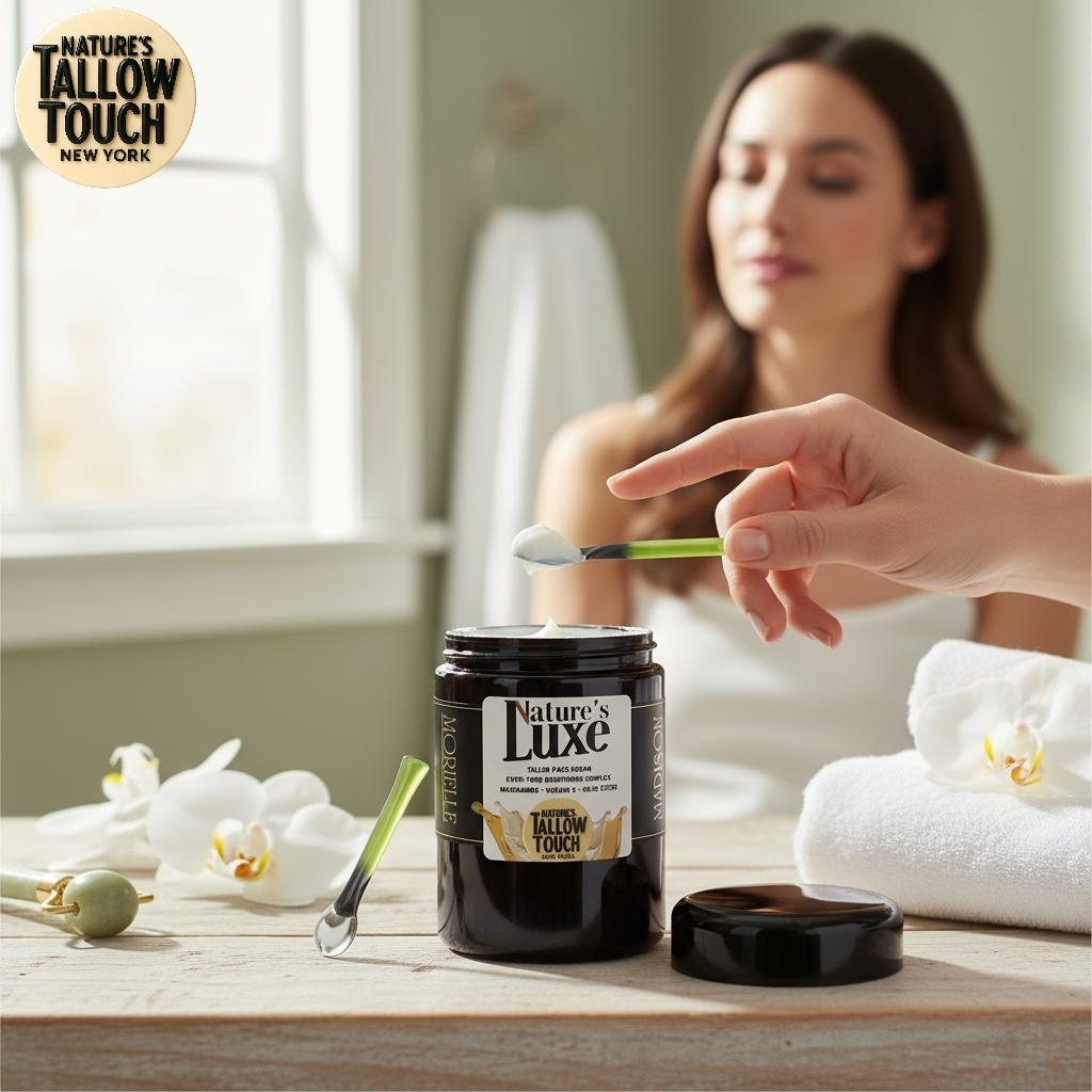 Nature’s LUXE Tallow Face Cream — Brightening Moisturizer with Niacinamide, Vitamin C (SAP), Kojic Dipalmitate & Caffeine - Nature’s Tallow Touch LLC