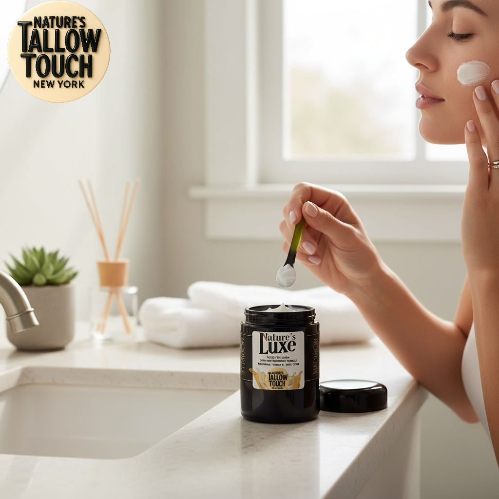 Nature’s LUXE Tallow Face Cream — Brightening Moisturizer with Niacinamide, Vitamin C (SAP), Kojic Dipalmitate & Caffeine - Nature’s Tallow Touch LLC