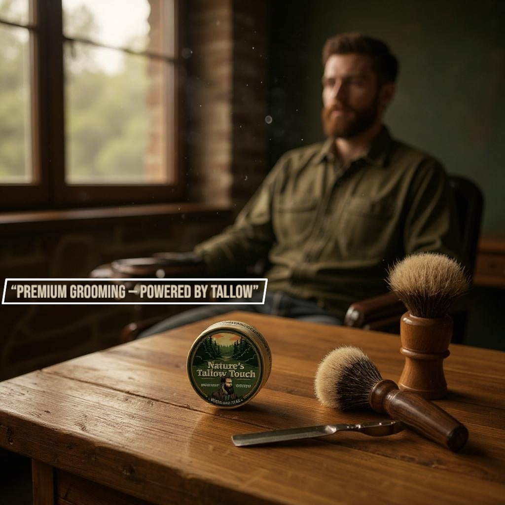 Nature’s Finest Tallow Beard Balm | Premium Ingredients • Strong Wax Hold •Smooth, Flake-Free Finish