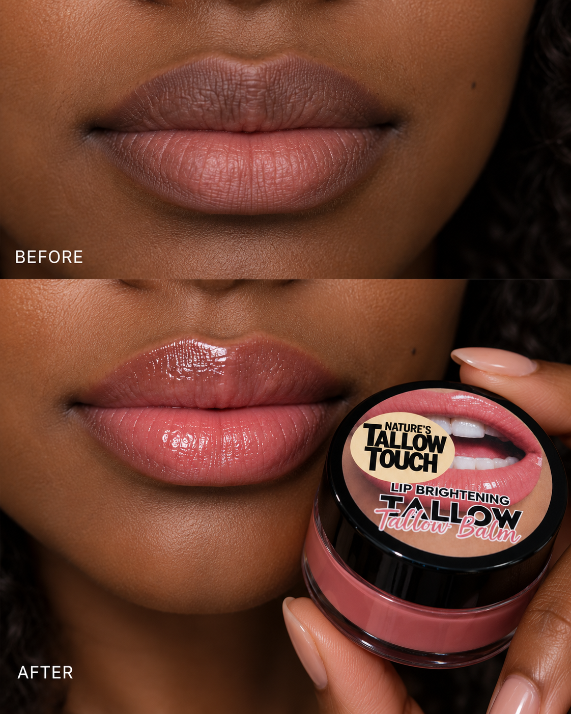 Lip Brightening Tallow Balm — Daily Moisture for Dryness, Dullness + Uneven-Tone Support.
