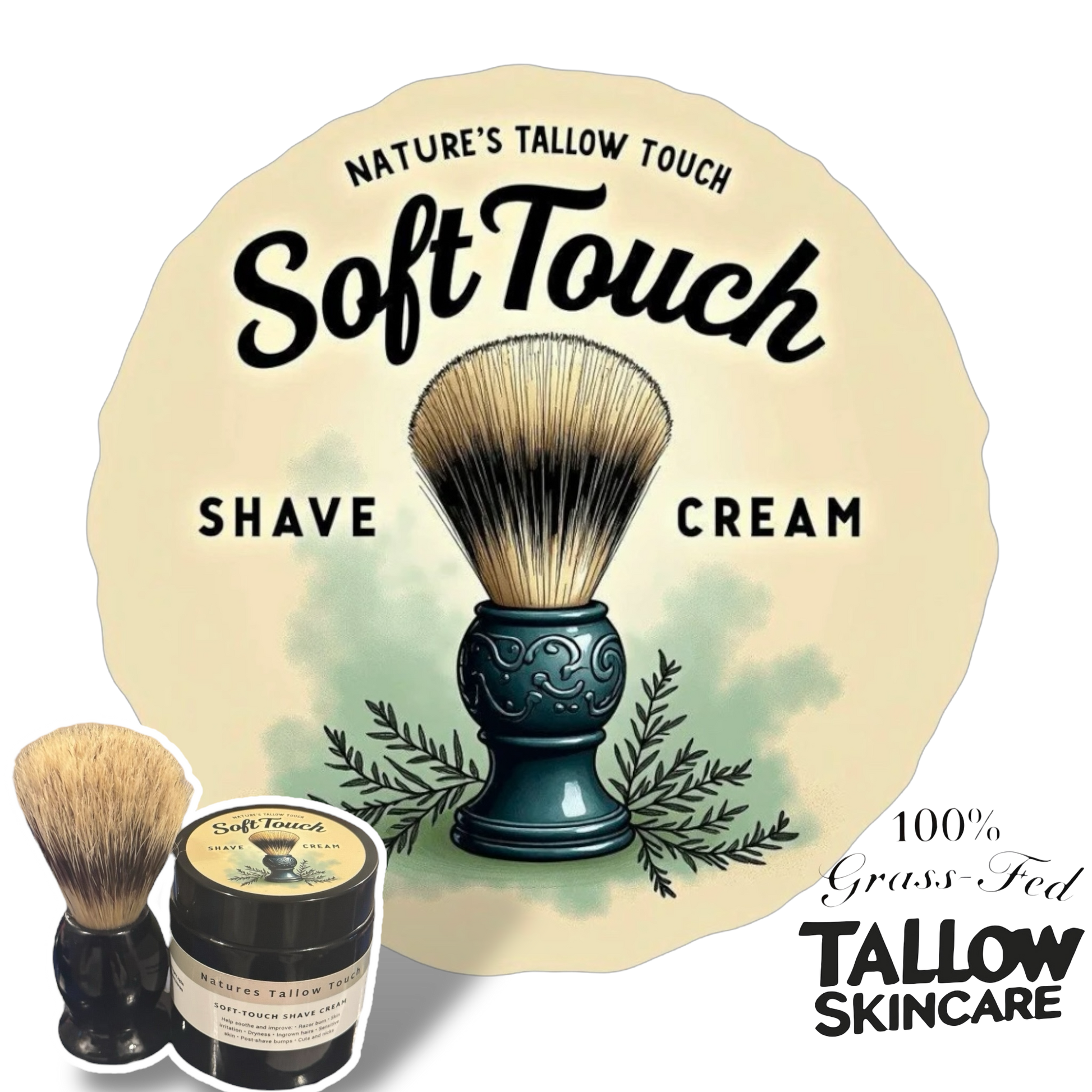 SoftTouch Shave Tallow Cream | Soothe Razor Burn & Hydrate Skin