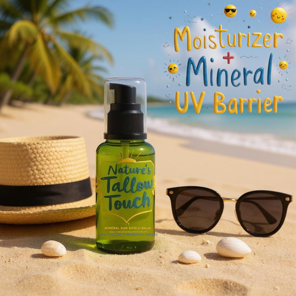 Nature’s Tallow Touch: Mineral Sun Shield Cream | Daily Nourishing Moisturizer + Mineral UV Barrier
