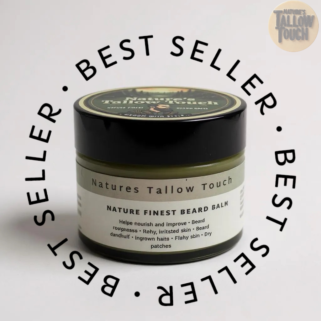 Nature’s Finest Tallow Beard Balm | Premium Ingredients • Strong Wax Hold •Smooth, Flake-Free Finish