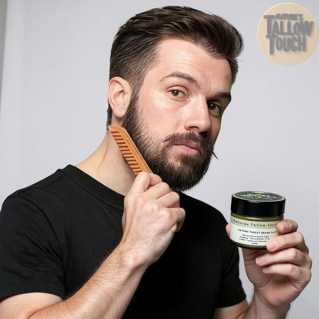 Nature’s Finest Tallow Beard Balm | Premium Ingredients • Strong Wax Hold •Smooth, Flake-Free Finish