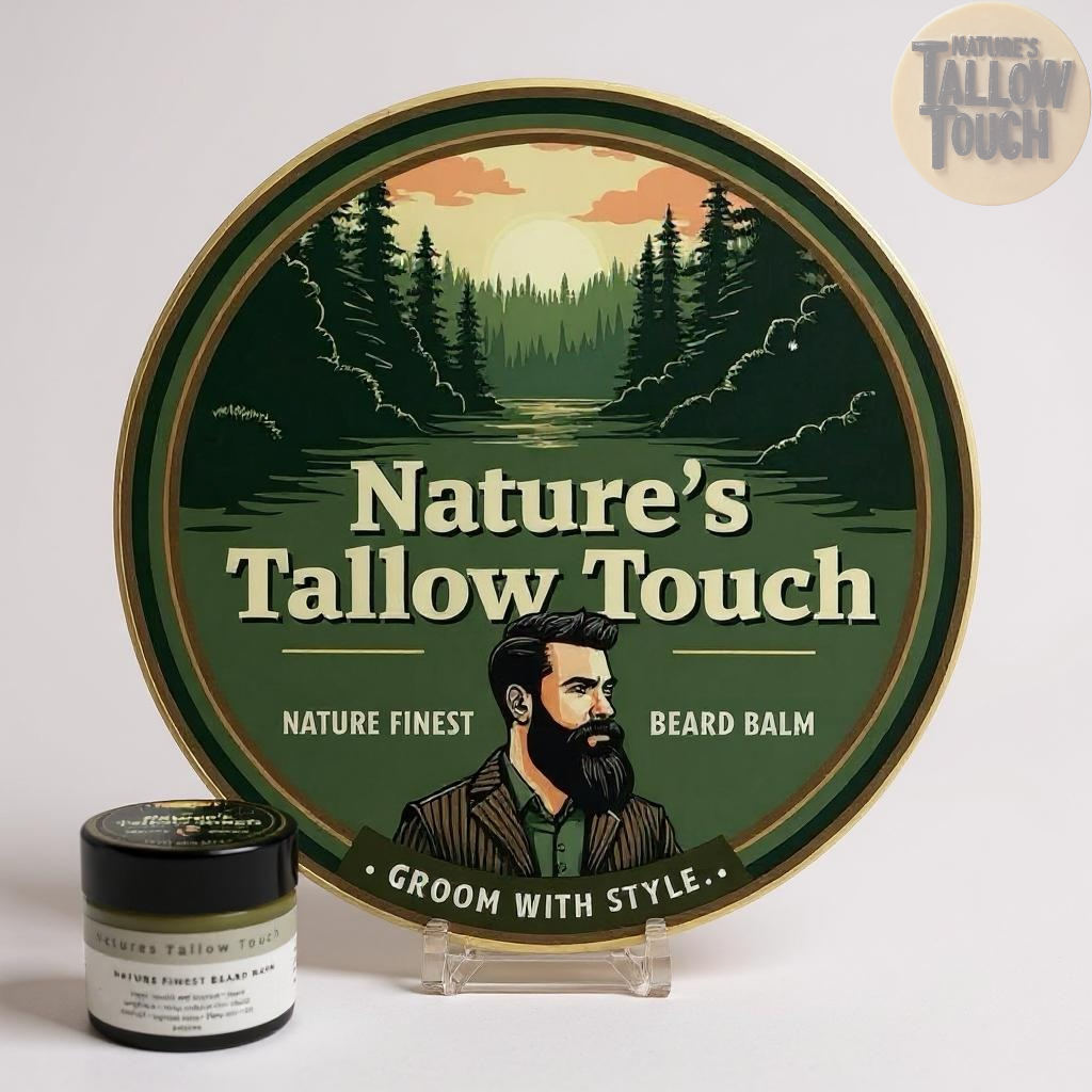 Nature’s Finest Tallow Beard Balm | Premium Ingredients • Strong Wax Hold •Smooth, Flake-Free Finish