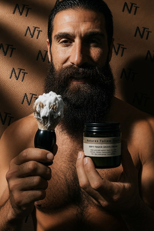 SoftTouch Shave Cream — Brush-Lathered for a Cleaner Razor Glide.