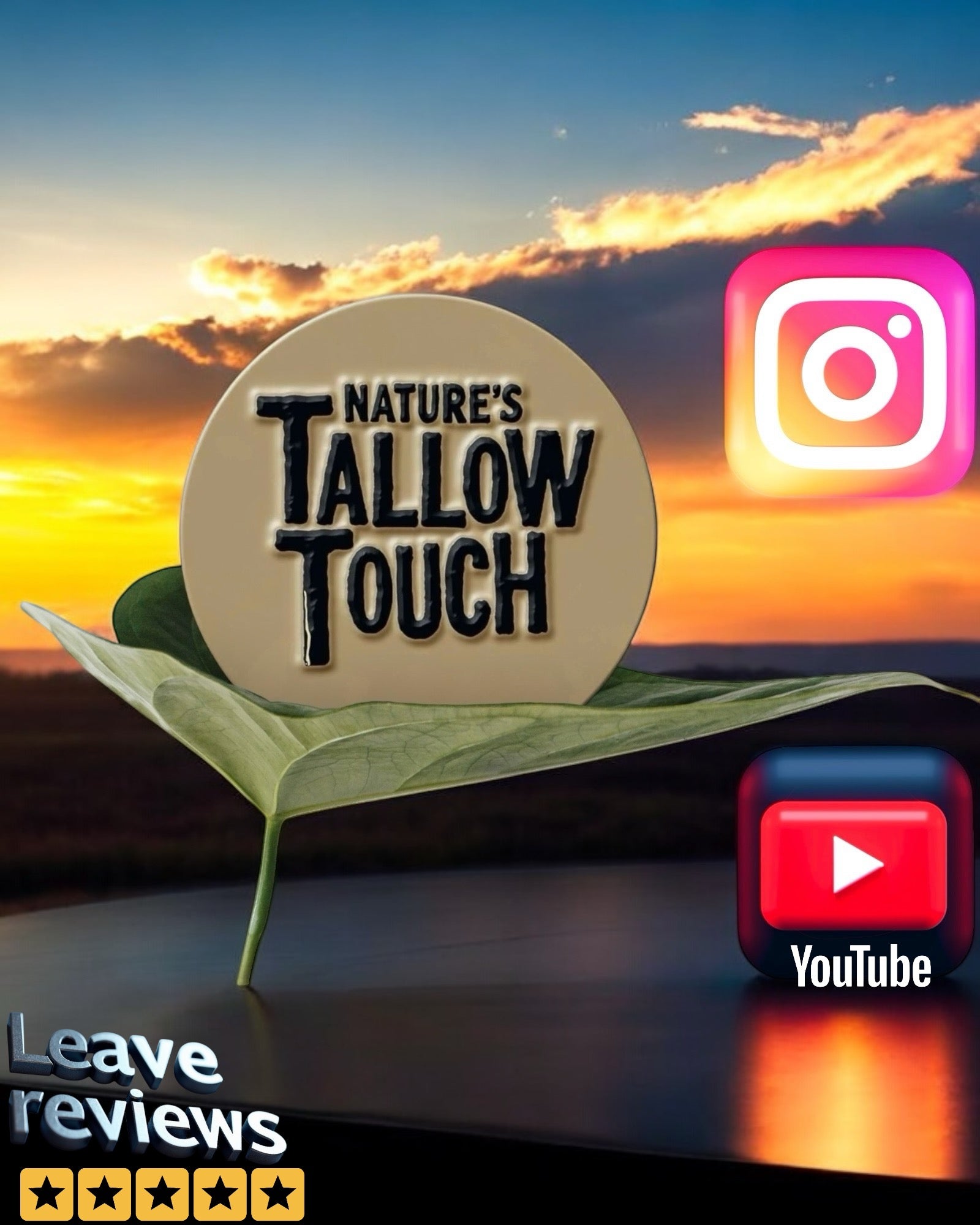 Nature’s Tallow Touch Logo, Instagram logo and YouTube logo @naturestallowtouch