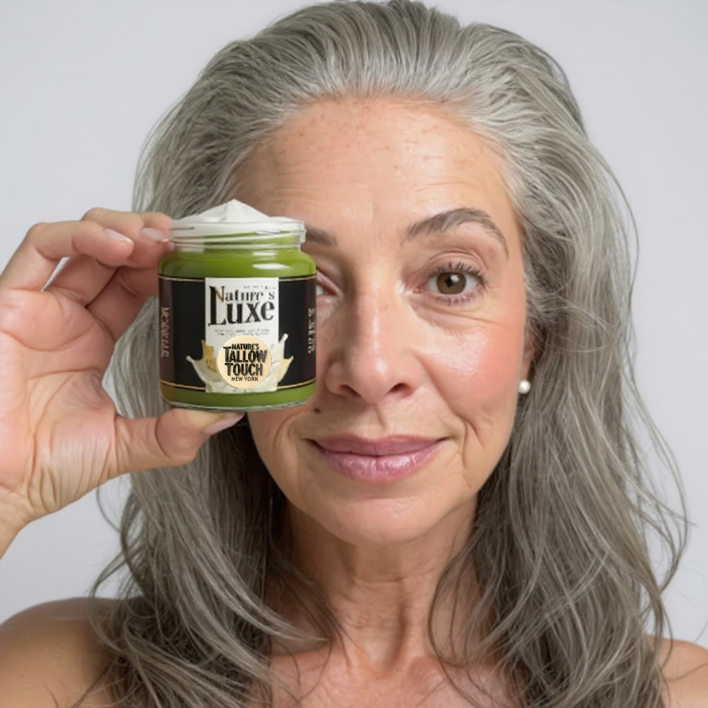 Crema facial Nature's LUXE Tallow: hidratante iluminadora y reafirmante con niacinamida, vitamina C y kójico (113 g) 