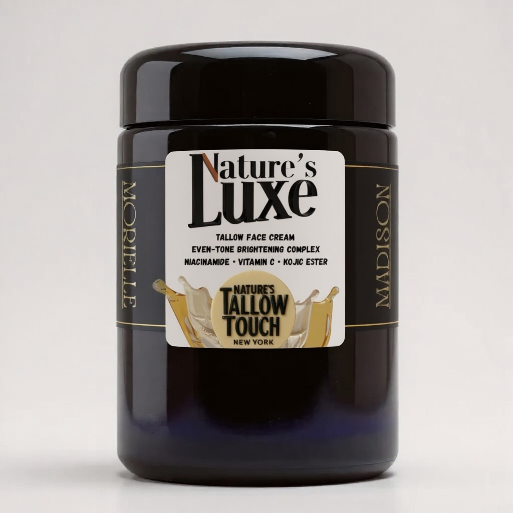 Nature’s LUXE Tallow Face Cream — Brightening Moisturizer with Niacinamide, Vitamin C (SAP), Kojic Dipalmitate & Caffeine - Nature’s Tallow Touch LLC