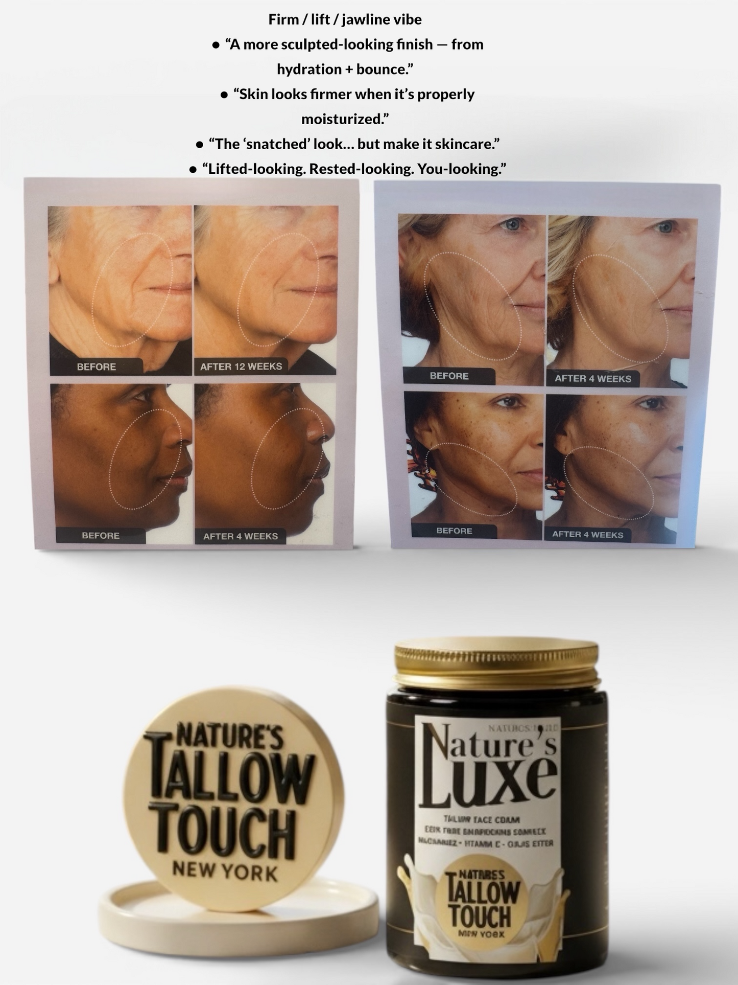 Nature’s LUXE Tallow Face Cream — Brightening & Peptide-Firming Moisturizer